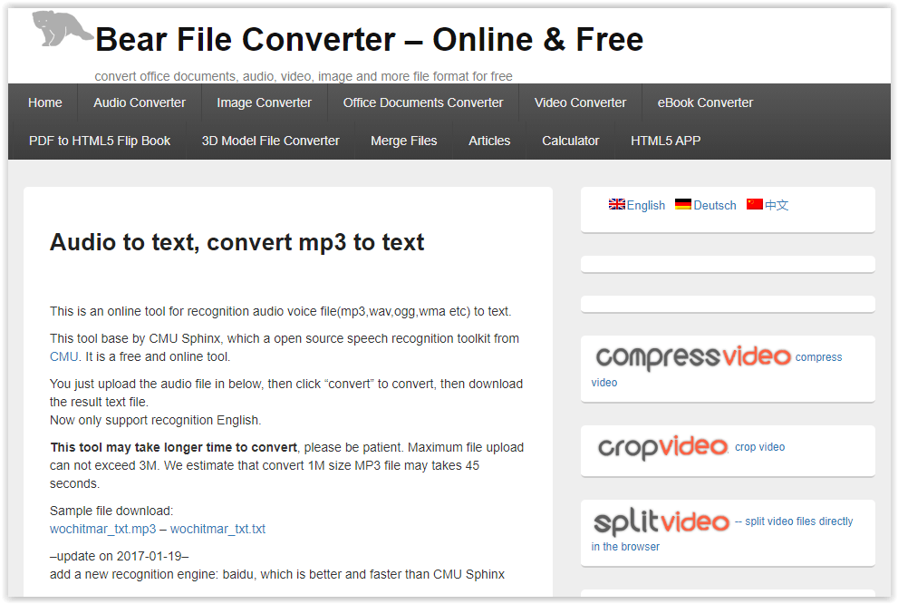 free program for mac convert mp3 to text